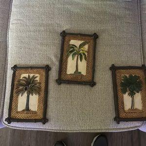 Set of 3 resin palm tree plaques